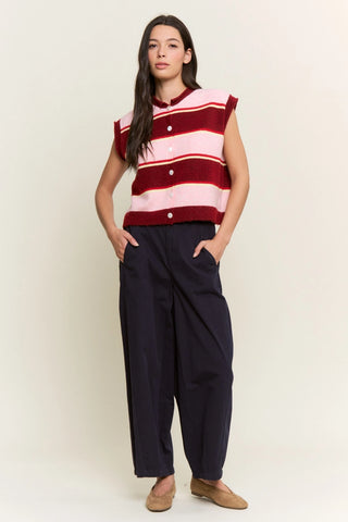 Marlow Sweater Vest Burgundy Combo
