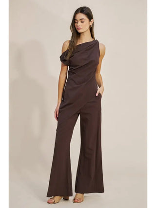 Fallon One-Shoulder Top Brown