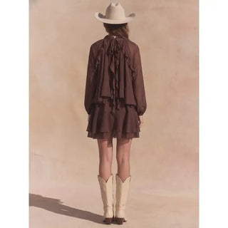 LENA | Brielle Chiffon Mini Dress Brown