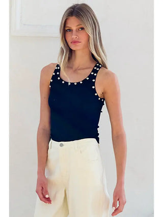 Raisonnel | Sleevless Stud Detailed Tank Top Black