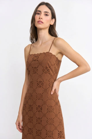 Ainsley Suede Midi Dress Brown