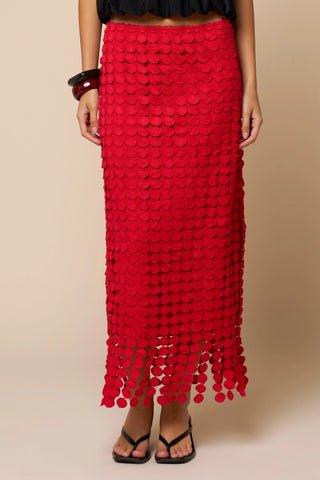 Valencia Fringe Skirt Red