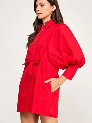 Remi Shirt Mini Dress Red