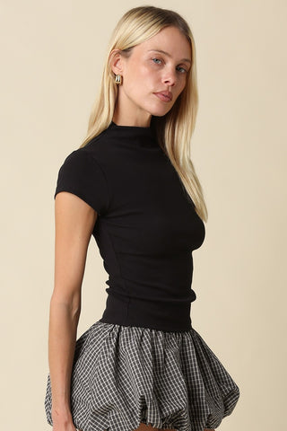 Anora Neck Knit Top Black