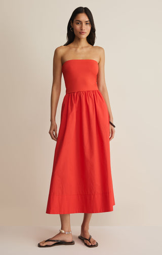 Z SUPPLY| Sunsought Strapless Midi Dress Lychee
