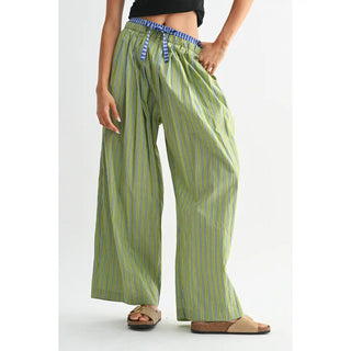 CAMELLIA | Seaside Stripe Wide-Leg Pants - Green