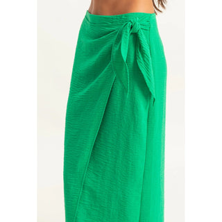 Tied & True Crinkle Maxi Skirt - Green