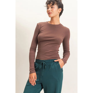Simply Put Long Sleeve Top Dk. Brown