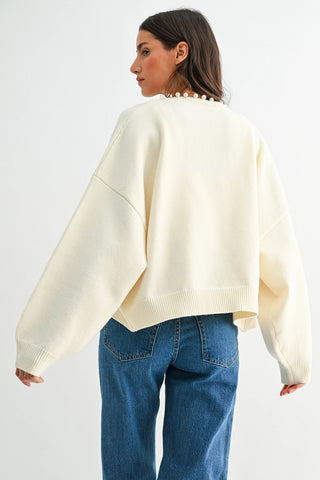 Macy Pearl Cardigan Ivory