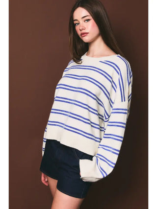 LE LIS | Coastal Stripe Sweater | White/Blue