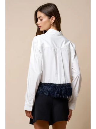 Elsie Feather Blouse Off White Navy