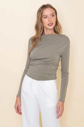 Olivia Boatneck Pleated Top