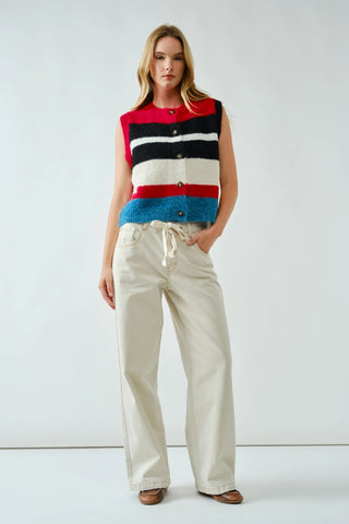 Jolie Sweater Multicolor Striped Vest