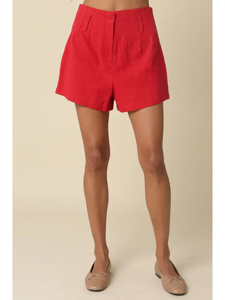 OLIVACEOUS | Mila High-Waist Tailored Shorts Red