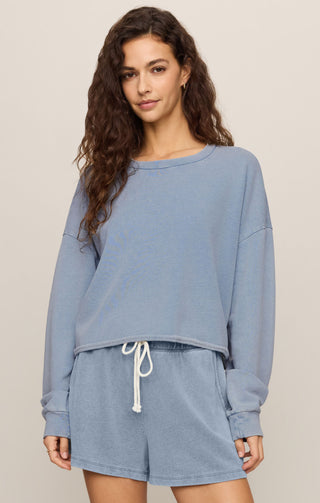 Circuit Knit Denim Sweatshirt Ocean Air Indigo
