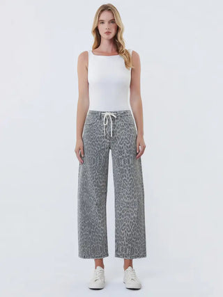 Kelly Leopard Barrel Jeans Grey Leopard