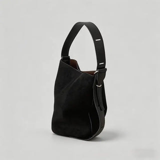 Vintage Suede Bucket Bag Black