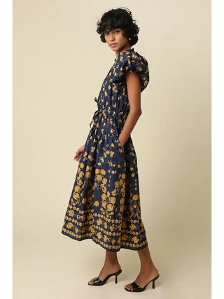 Clara Floral Puff Sleeve Midi Dress