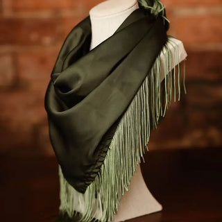 Solid Fringe Scarf Olive Green
