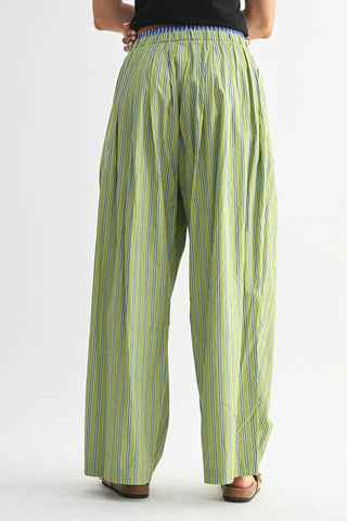 CAMELLIA | Seaside Stripe Wide-Leg Pants - Green