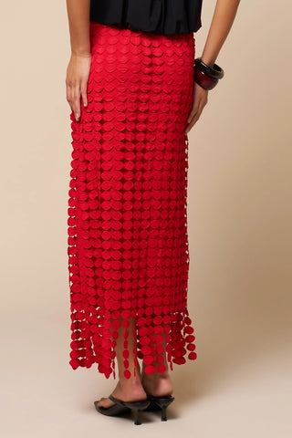 Valencia Fringe Skirt Red