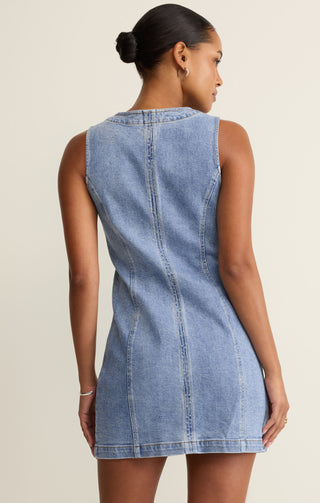 Z Supply Jolie Denim Seamed Mini Dress, denim mini dress