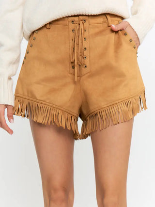 Taryn Studded Shorts Camel