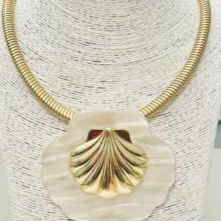 TWO FORTY TWO | White Shell Collar Necklace - White/Gold