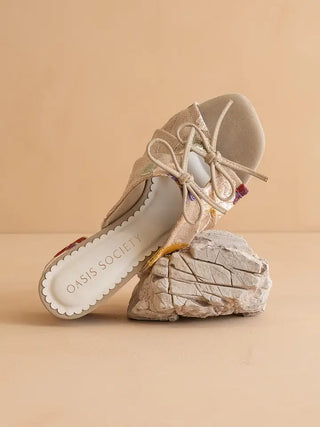 Oasis Society | The Emerald | Floral Double Bow Peep Hole Sandal