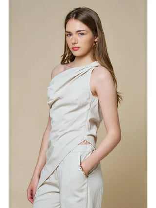 Fallon One-Shoulder Top Ecru