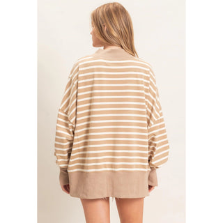 Harper Stripe Sweatshirt Taupe Cream