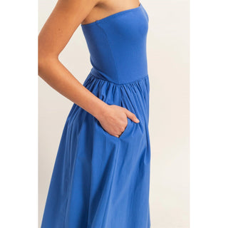 Medina Strapless Dress Cobalt