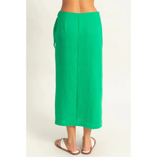 Tied & True Crinkle Maxi Skirt - Green