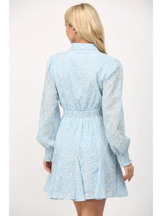 Carolina Eyelet Dress Light Blue