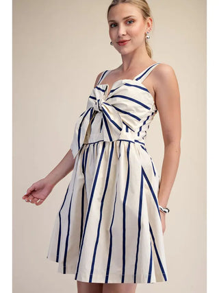 Leah Stripe Mini Dress Navy
