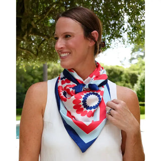 Lucy Floral Scarf Red Navy