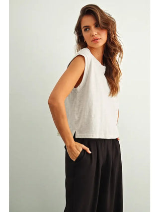 Marcy Round Neck Slub Top
