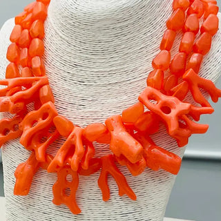 TWO FORTY TWO | Chic Coral Statement Necklace - Marbled Coral