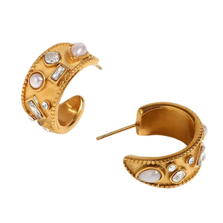 DEEP SOUTH ORIGINALS | Pearl Crystal Hoop Earrings