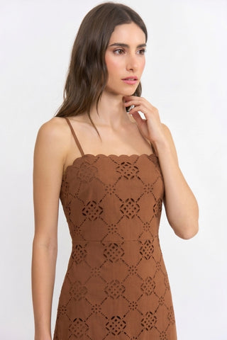 Ainsley Suede Midi Dress Brown
