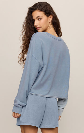 Circuit Knit Denim Sweatshirt Ocean Air Indigo