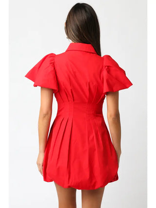 Melissa Bubble Mini Dress - Red