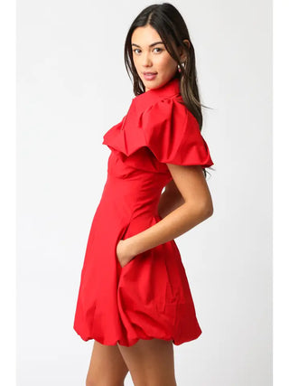 Melissa Bubble Mini Dress - Red