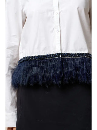 Elsie Feather Blouse Off White Navy