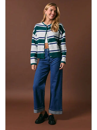 LE LIS | Harper Stripe Cardigan Green