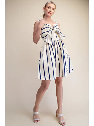 Leah Stripe Mini Dress Navy