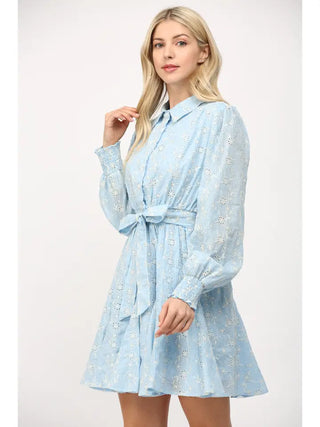 Carolina Eyelet Dress Light Blue
