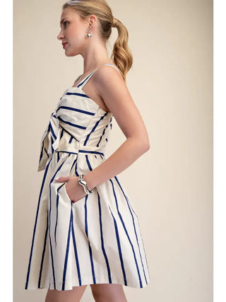 Leah Stripe Mini Dress Navy