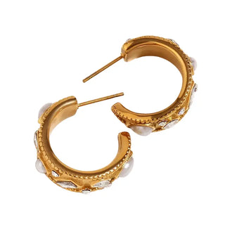 DEEP SOUTH ORIGINALS | Pearl Crystal Hoop Earrings
