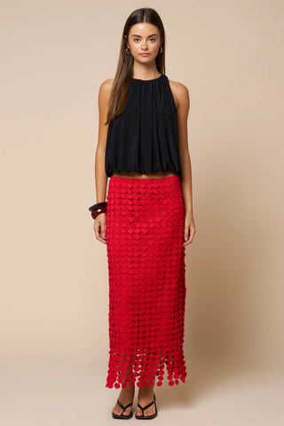 Valencia Fringe Skirt Red